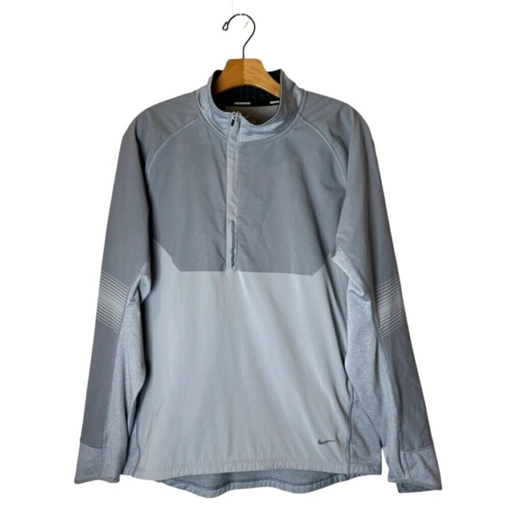 Nike Sweatshirt Men Medium Gray Half Zip Dri Fit Running Flex Vent Pullover